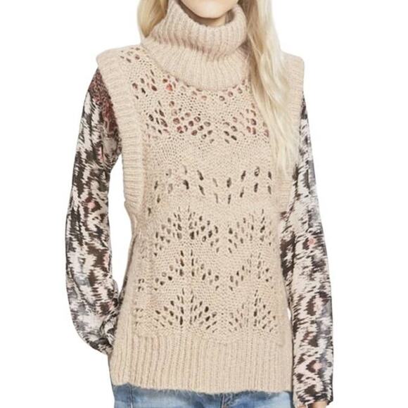 Plenty by Tracy Reese Chunky Cowl Neck Open Knit Sweater Womens Medium - Picture 1 of 6